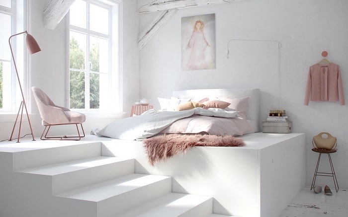 Trang trí phòng ngủ đẹp cho nữ giới bằng cách tận dụng hết mọi ánh sáng
