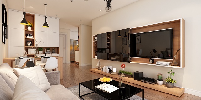 Thiết kế nội thất chung cư theo diện tích 70m2 kết hợp 2 phòng ngủ