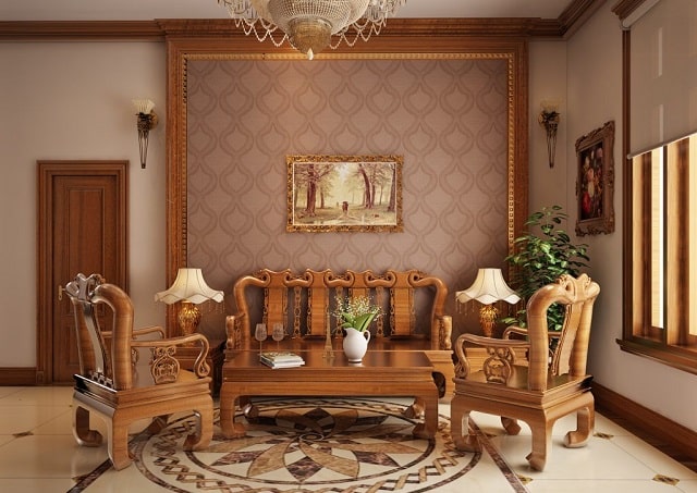 Xu hướng thiết kế phòng khách nội thất bằng gỗ