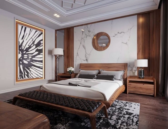 Thiết kế phòng ngủ master với bàn phấn ở khu vực riêng biệt