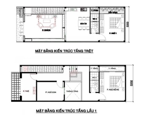 nhà 2 tầng 3 phòng ngủ 5×15 4